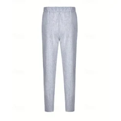 Men's Trousers Summer Pants Casual Pants Pocket Drawstring Elastic Waist Stripe Comfort Work Business Daily Fashion Classic Style Black Royal Blue Micro-elastic