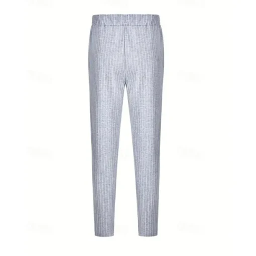 Men's Trousers Summer Pants Casual Pants Pocket Drawstring Elastic Waist Stripe Comfort Work Business Daily Fashion Classic Style Black Royal Blue Micro-elastic