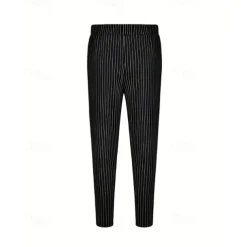 Men's Trousers Summer Pants Casual Pants Pocket Drawstring Elastic Waist Stripe Comfort Work Business Daily Fashion Classic Style Black Royal Blue Micro-elastic