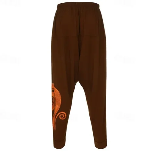 Men's Trousers Summer Pants Harem Pants Casual Pants Drawstring Elastic Waist Graphic Breathable Soft Casual Daily Holiday Streetwear Ethnic Style Black Blue Micro-elastic