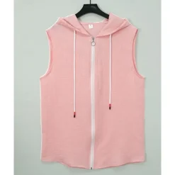 Men's T-shirt Suits 2 Pieces Outfits Tee & Shorts Sleeveless Hooded Summer Plain Fashion Casual 2 Piece Vacation Daily Wear Going out Black Pink White Top Tee for Men