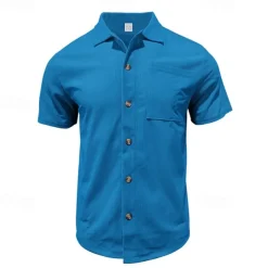 Men's T-shirt Suits 2 Pieces Outfits Tee & Shorts Short Sleeve Turndown Summer Plain Fashion Casual 2 Piece Vacation Daily Wear Going out Black White Blue Top Tee for Men