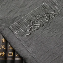 Men's T-shirt Suits Shirt and Pant Sets 2 Pieces Outfits Long Sleeve Standing Collar Spring & Fall Plain Fashion Chinese Style Casual 2 Piece Vacation Daily Wear Going out Black White Navy Blue Top