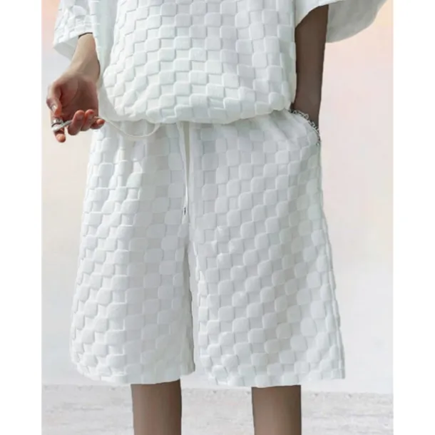 Men's T-shirt Suits Tracksuit Tennis Shirt Shorts and T Shirt Set Short Sleeves Crew Neck Summer Plaid Plain Gymnatics Casual 2 Piece Vacation Daily Wear Activewear Black White Gray Top Tee for Men