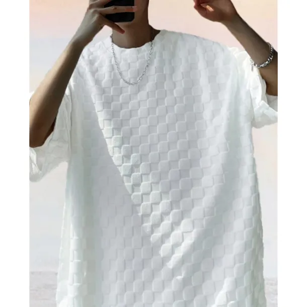 Men's T-shirt Suits Tracksuit Tennis Shirt Shorts and T Shirt Set Short Sleeves Crew Neck Summer Plaid Plain Gymnatics Casual 2 Piece Vacation Daily Wear Activewear Black White Gray Top Tee for Men