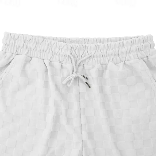 Men's T-shirt Suits Tracksuit Tennis Shirt Shorts and T Shirt Set Short Sleeves Crew Neck Summer Plaid Plain Gymnatics Casual 2 Piece Vacation Daily Wear Activewear Black White Gray Top Tee for Men