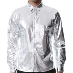 Men's Tuxedo Shirts Plain Party Holiday Silver Black Long Sleeve Turndown Spring & Fall Clothing Apparel Button-Down