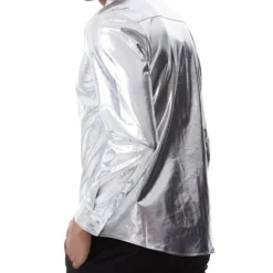 Men's Tuxedo Shirts Plain Party Holiday Silver Black Long Sleeve Turndown Spring & Fall Clothing Apparel Button-Down