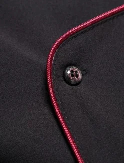 Men's Tuxedo Shirts Shirt Solid Colored Standing Collar Party Casual Long Sleeve Tops Retro Wine White Black / Summer Shirts/Wedding