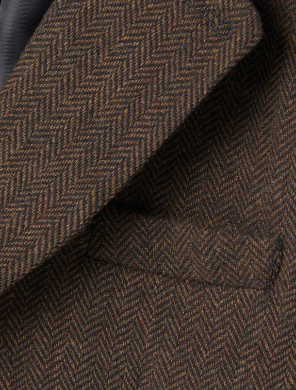 Men's Tweed Blazer Notch Collar Vintage Herringbone Blazer Burgundy Brown Green Standard Fit Single Breasted Two-buttons