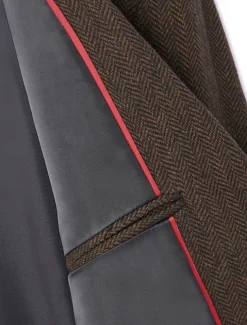 Men's Tweed Blazer Notch Collar Vintage Herringbone Blazer Burgundy Brown Green Standard Fit Single Breasted Two-buttons