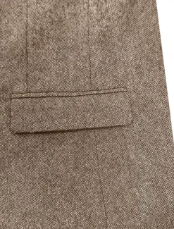 Men's Tweed Herringbone Blazer Jacket Vintage Plus Size Regular Tailored Fit Single Breasted Two-buttons Green khaki