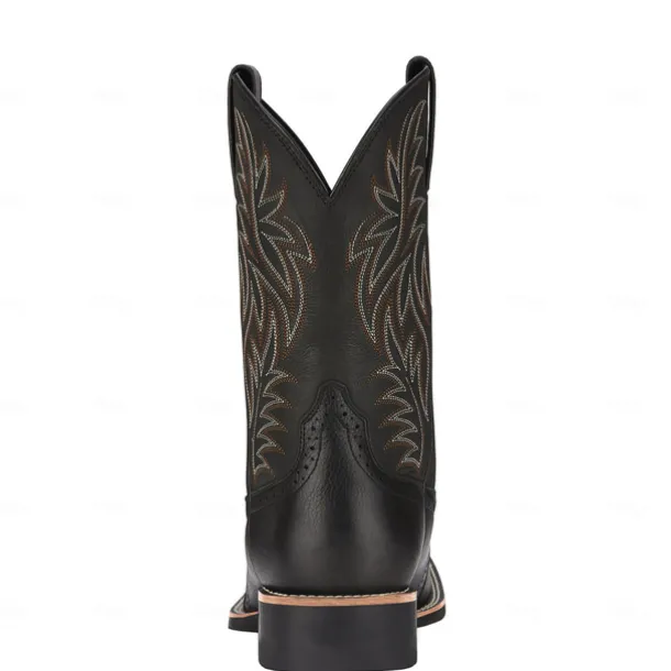 Men's Two-Tone Faux Leather Western Cowboy Boots – Classic Embroidered Design, Durable Construction, Perfect for Riding, Outdoor, and Casual Wear