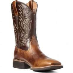 Men's Two-Tone Faux Leather Western Cowboy Boots – Classic Embroidered Design, Durable Construction, Perfect for Riding, Outdoor, and Casual Wear