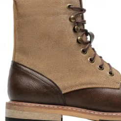 Men's Two-Tone Lace-Up Ankle Boots | Faux Leather and Suede Design for Casual and Outdoor Wear