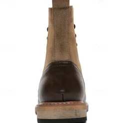 Men's Two-Tone Lace-Up Ankle Boots | Faux Leather and Suede Design for Casual and Outdoor Wear