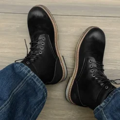 Men's Two-Tone Lace-Up Ankle Boots | Faux Leather and Suede Design for Casual and Outdoor Wear