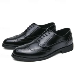 Men's Two-Tone Wingtip Oxford Brogue Shoes in Brown and White, Genuine Leather Gatsby-Inspired 1920s Vintage Dress Shoes for Wedding, Jazz Party, and Formal Events