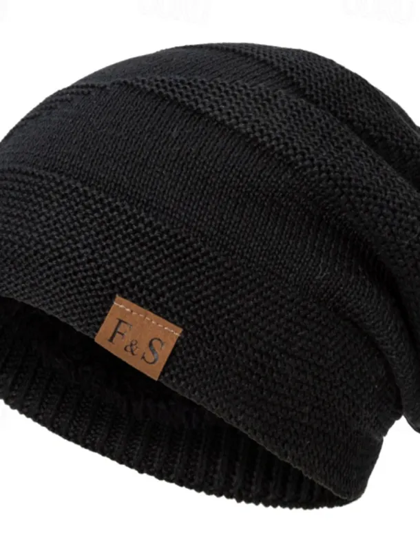 Men's Unisex Beanie Hat Winter Hats Beanies Skull Cap Knit Hat Black Wine Polyester Knitted Cozy Daily Wear Going out Solid / Plain Color Warm