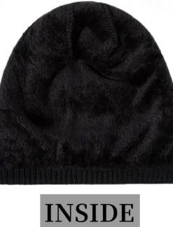 Men's Unisex Beanie Hat Winter Hats Beanies Skull Cap Knit Hat Black Wine Polyester Knitted Cozy Daily Wear Going out Solid / Plain Color Warm