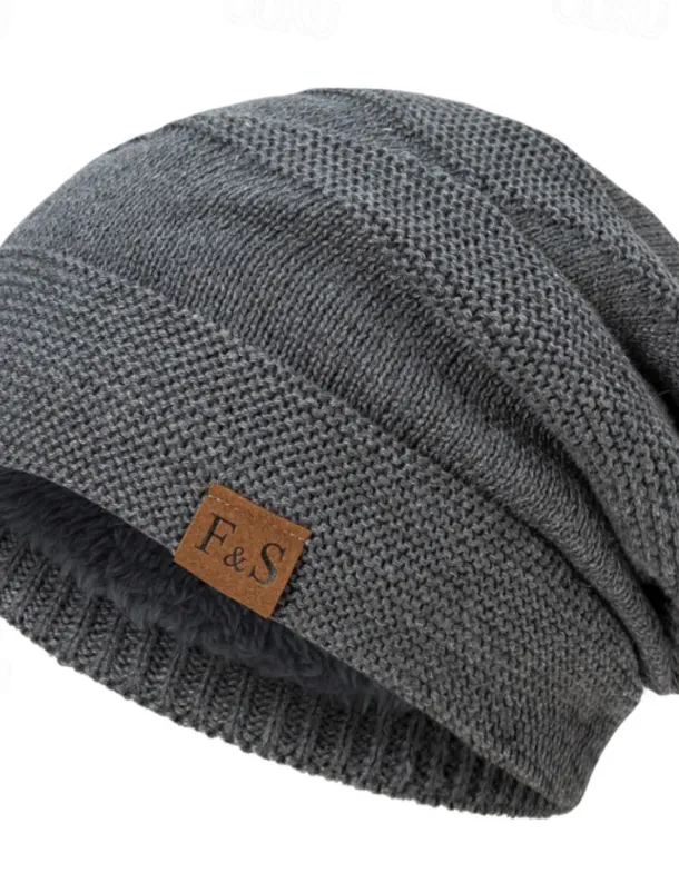 Men's Unisex Beanie Hat Winter Hats Beanies Skull Cap Knit Hat Black Wine Polyester Knitted Cozy Daily Wear Going out Solid / Plain Color Warm