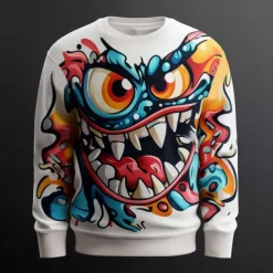 Men's Unisex Cartoon Monster Sweatshirt Sweatshirt Long Sleeve Sweatshirt Crew Neck Fashion Daily 3D 3D Printing Vacation Party Holiday Crewneck 3D Print 3D Winter Spring & Fall