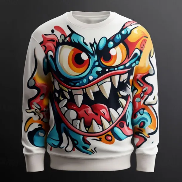 Men's Unisex Cartoon Monster Sweatshirt Sweatshirt Long Sleeve Sweatshirt Crew Neck Fashion Daily 3D 3D Printing Vacation Party Holiday Crewneck 3D Print 3D Winter Spring & Fall