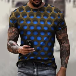 Men's Unisex Graphic Optical Illusion T shirt Tee Short Sleeve T shirt 3D Print Crew Neck Round Neck Shirt Vintage Streetwear Exaggerated Casual Daily White Light Green Pink Summer Clothing Apparel