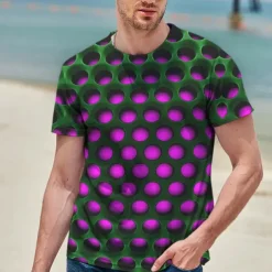 Men's Unisex Graphic Optical Illusion T shirt Tee Short Sleeve T shirt 3D Print Crew Neck Round Neck Shirt Vintage Streetwear Exaggerated Casual Daily White Light Green Pink Summer Clothing Apparel