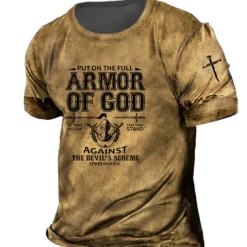 Men's Unisex Templar Cross Letter Graphic Prints T Shirt Distressed T Shirt Short Sleeve T shirt 3D Print Crew Neck Shirt Vintage Sports Designer Outdoor Street Daily Red Blue Brown Summer Clothing