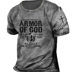 Men's Unisex Templar Cross Letter Graphic Prints T Shirt Distressed T Shirt Short Sleeve T shirt 3D Print Crew Neck Shirt Vintage Sports Designer Outdoor Street Daily Red Blue Brown Summer Clothing