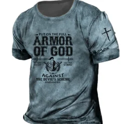 Men's Unisex Templar Cross Letter Graphic Prints T Shirt Distressed T Shirt Short Sleeve T shirt 3D Print Crew Neck Shirt Vintage Sports Designer Outdoor Street Daily Red Blue Brown Summer Clothing