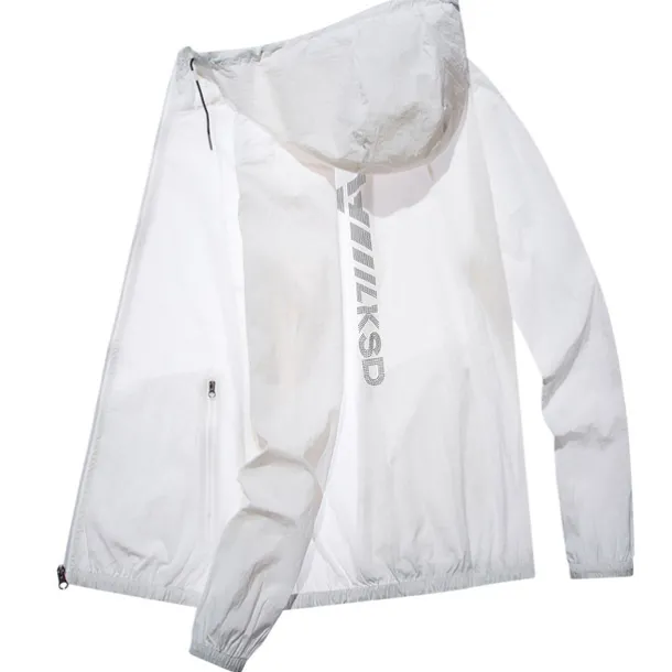 Men's UPF 50+ UV Sun Protection Zip Up Hoodie Long Sleeve Fishing Running Hiking Jacket Summer Outdoor Windproof Ultra Light (UL) Quick Dry Outerwear Coat Top Climbing Beach Yellow Blue Grey White