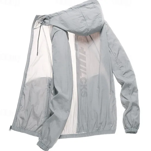 Men's UPF 50+ UV Sun Protection Zip Up Hoodie Long Sleeve Fishing Running Hiking Jacket Summer Outdoor Windproof Ultra Light (UL) Quick Dry Outerwear Coat Top Climbing Beach Yellow Blue Grey White