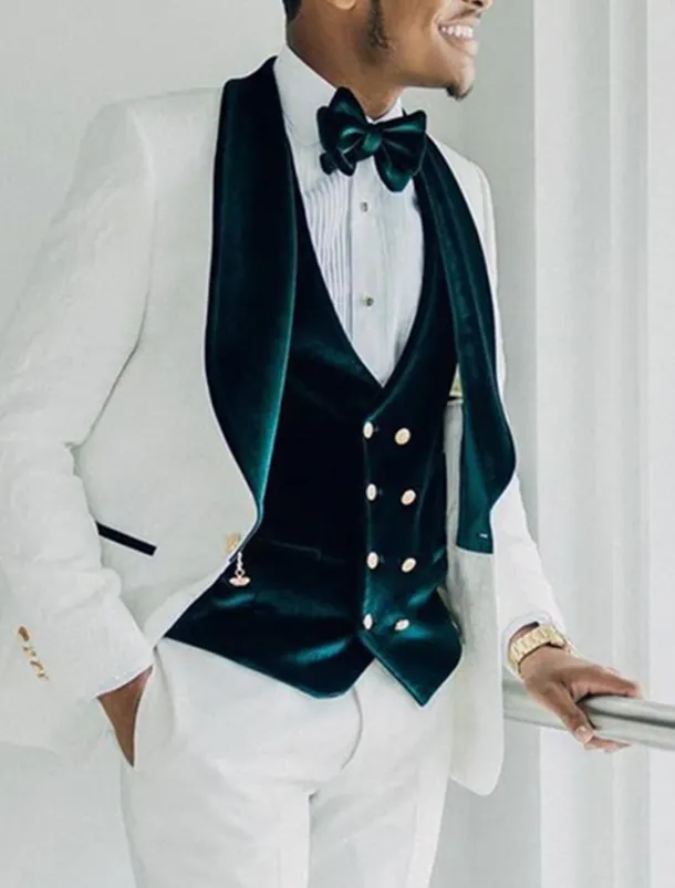 Men's Velvet Wedding Prom Party Tuxedos Red Burgundy Solid Colored Standard Fit 3 Piece Single Breasted One-button