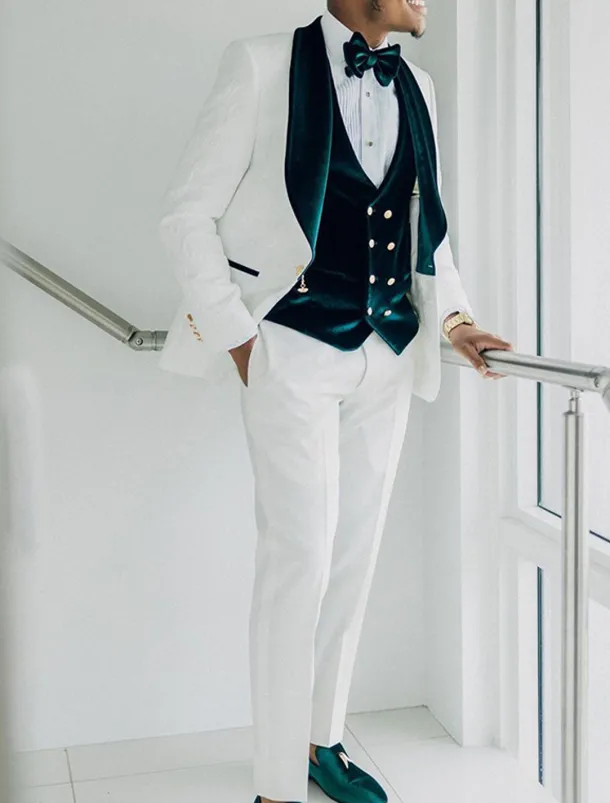 Men's Velvet Wedding Prom Party Tuxedos Red Burgundy Solid Colored Standard Fit 3 Piece Single Breasted One-button