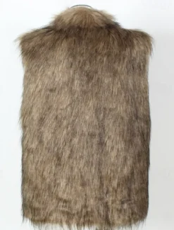 Men's Vest Faux Fur Gilet Daily Date Vacation Fashion Casual Fall & Winter Keep Warm Polyester Comfortable Plain Cardigan Stand Collar Regular Fit Black White Yellow Vest