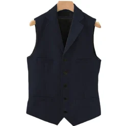 Men's Vest Gilet Daily Wear Vacation Going out Vintage Fashion Spring & Fall Button Polyester Comfortable Plain Single Breasted V Neck Regular Fit Light Blue Deep Green Gray Green Lake blue Vest