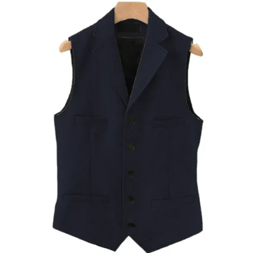 Men's Vest Gilet Daily Wear Vacation Going out Vintage Fashion Spring & Fall Button Polyester Comfortable Plain Single Breasted V Neck Regular Fit Light Blue Deep Green Gray Green Lake blue Vest