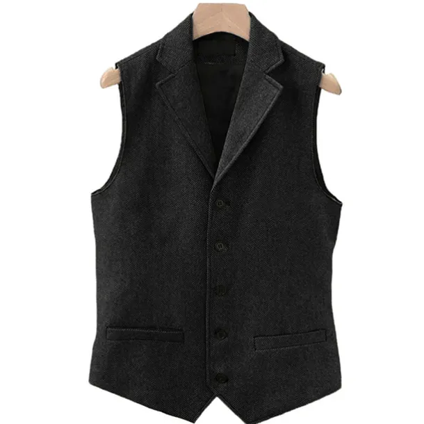 Men's Vest Gilet Daily Wear Vacation Going out Vintage Fashion Spring & Fall Button Polyester Comfortable Plain Single Breasted V Neck Regular Fit Light Blue Deep Green Gray Green Lake blue Vest