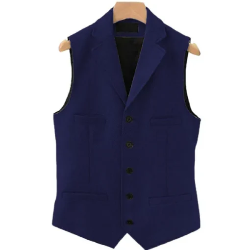 Men's Vest Gilet Daily Wear Vacation Going out Vintage Fashion Spring & Fall Button Polyester Comfortable Plain Single Breasted V Neck Regular Fit Light Blue Deep Green Gray Green Lake blue Vest