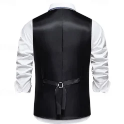 Men's Vest Gilet Daily Wear Vacation Going out Vintage Fashion Spring & Fall Button Polyester Comfortable Plain Single Breasted V Neck Regular Fit Black Burgundy Dark Navy Sky Blue Vest