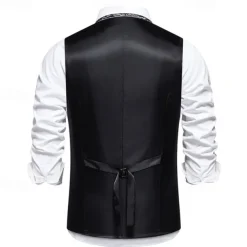 Men's Vest Gilet Daily Wear Vacation Going out Vintage Fashion Spring & Fall Button Polyester Comfortable Plain Single Breasted V Neck Regular Fit Black Burgundy Dark Navy Sky Blue Vest