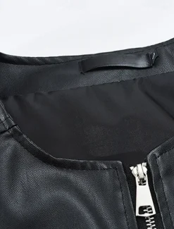 Men's Vest Gilet Faux Leather Vest Outdoor Daily Fashion Casual Spring Fall Zip Up Pocket PU Leather Comfortable Plain Zipper Crew Neck Regular Fit Black Brown Vest