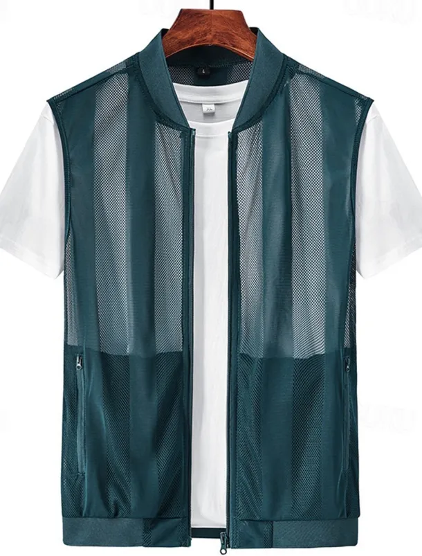 Men's Vest Gilet Fishing Vest Hiking Vest Gilet Jacket Outdoor Street Daily Going out Streetwear Casual Spring Fall Pocket Polyester Nylon Breathable Plain Zipper Stand Collar Regular Fit Black White