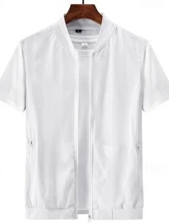 Men's Vest Gilet Fishing Vest Hiking Vest Gilet Jacket Outdoor Street Daily Going out Streetwear Casual Spring Fall Pocket Polyester Nylon Breathable Plain Zipper Stand Collar Regular Fit Black White