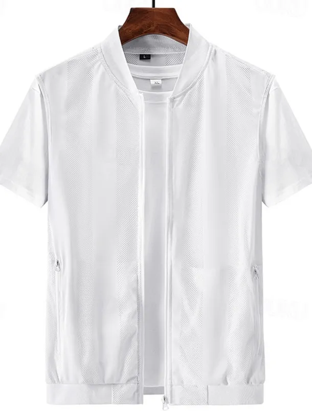 Men's Vest Gilet Fishing Vest Hiking Vest Gilet Jacket Outdoor Street Daily Going out Streetwear Casual Spring Fall Pocket Polyester Nylon Breathable Plain Zipper Stand Collar Regular Fit Black White