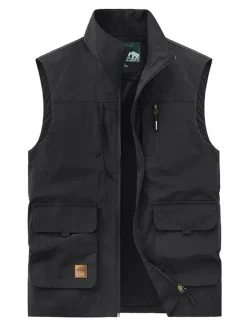 Men's Vest Gilet Fishing Vest Hiking Vest Sleeveless Vest Gilet Jacket Outdoor Street Daily Going out Streetwear Casual Spring Fall Pocket Polyester Nylon Breathable Plain Zipper Stand Collar Loose