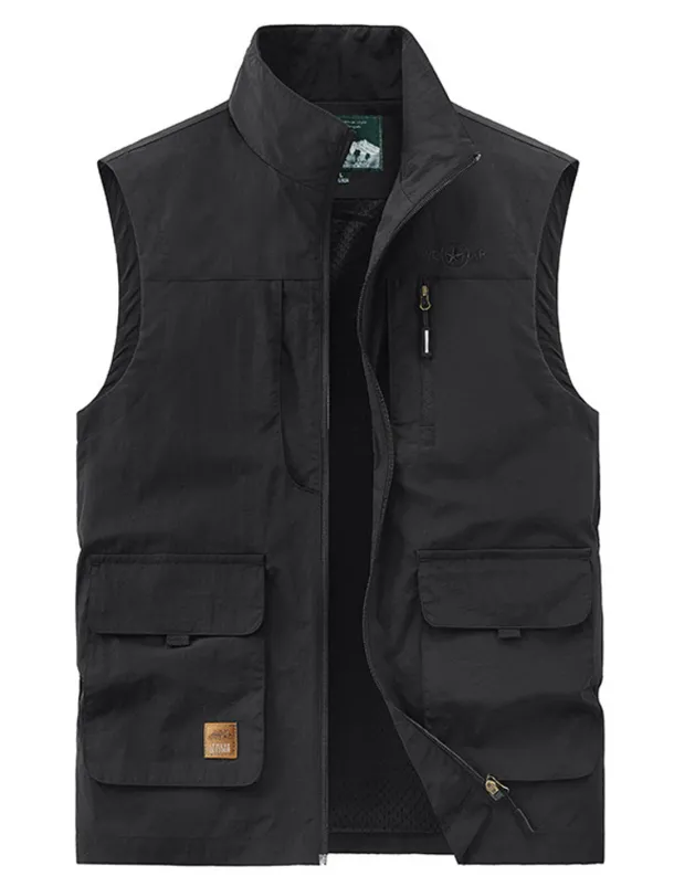 Men's Vest Gilet Fishing Vest Hiking Vest Sleeveless Vest Gilet Jacket Outdoor Street Daily Going out Streetwear Casual Spring Fall Pocket Polyester Nylon Breathable Plain Zipper Stand Collar Loose