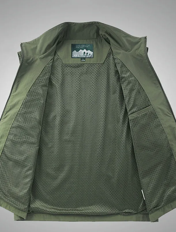 Men's Vest Gilet Fishing Vest Hiking Vest Sleeveless Vest Gilet Jacket Outdoor Street Daily Going out Streetwear Casual Spring Fall Pocket Polyester Nylon Breathable Plain Zipper Stand Collar Loose